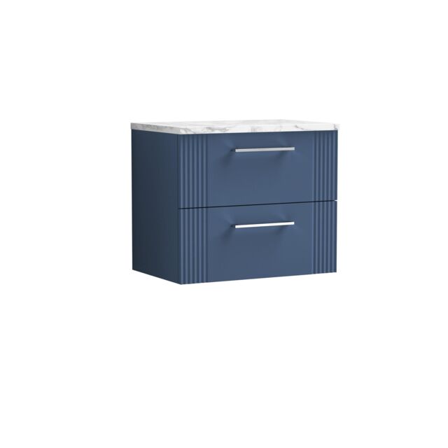 Balterley 2 Drawer Wall Hung Vanity Unit Marble Laminate Worktop, Blue 600mm - image 1