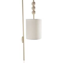 Wyld and Coco Wall Lamp - Beige Fabric Drum Shade Iron Frame Mid-Century Style - thumbnail 2