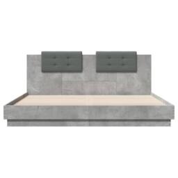 Berkfield Home Bed Frame with LED without Mattress Concrete Grey 200x200 cm - thumbnail 6