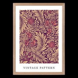 ARTZE Vintage William Morris Larkspur in Pink & Beige Art Print / Oak Frame / SIZE: A4 - Size: A3 - thumbnail 2