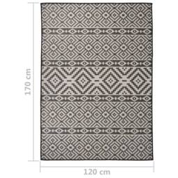 Berkfield Home Outdoor Flatweave Rug 120x170 cm Black Stripes - Size: Medium - thumbnail 6