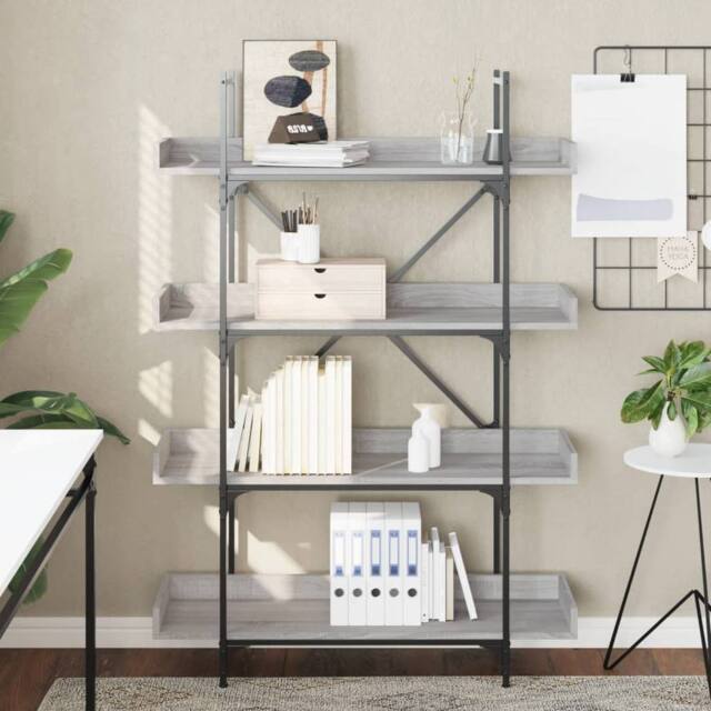 Berkfield Home Decorative Bookcase 4-Tier Grey Sonoma 100x33x145.5 cm Engineered Wood - image 1