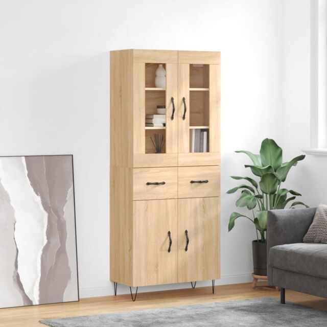 Berkfield Home Highboard Sonoma Oak 69.5x34x180 cm Engineered Wood in Brown - image 1