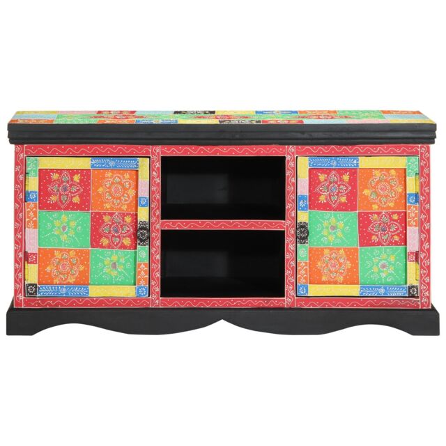 Berkfield Home TV Cabinet - Colorful, 100x35x50 cm, Made from Solid Mango Wood - Size: 100 x 35 x 50 cm - image 1
