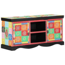 Berkfield Home TV Cabinet - Colorful, 100x35x50 cm, Made from Solid Mango Wood - Size: 100 x 35 x 50 cm - thumbnail 6