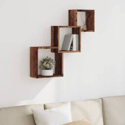 Berkfield Home Wall Cube Shelves Old Wood 68x15x68 cm Engineered Wood in Brown - Size: 68 x 15 x 68 cm - thumbnail 3