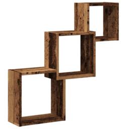 Berkfield Home Wall Cube Shelves Old Wood 68x15x68 cm Engineered Wood in Brown - Size: 68 x 15 x 68 cm - thumbnail 2