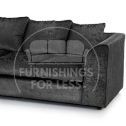 Furnishings For Less UK Crystal Crushed Velvet Long 4 Seater Sofa Scatter Back Curved Arm in Black - thumbnail 2