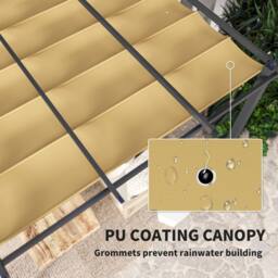 Matteo 3x4m Aluminium Garden Pergola with Retractable Khaki Roof - thumbnail 5