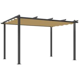 Matteo 3x4m Aluminium Garden Pergola with Retractable Khaki Roof - thumbnail 1