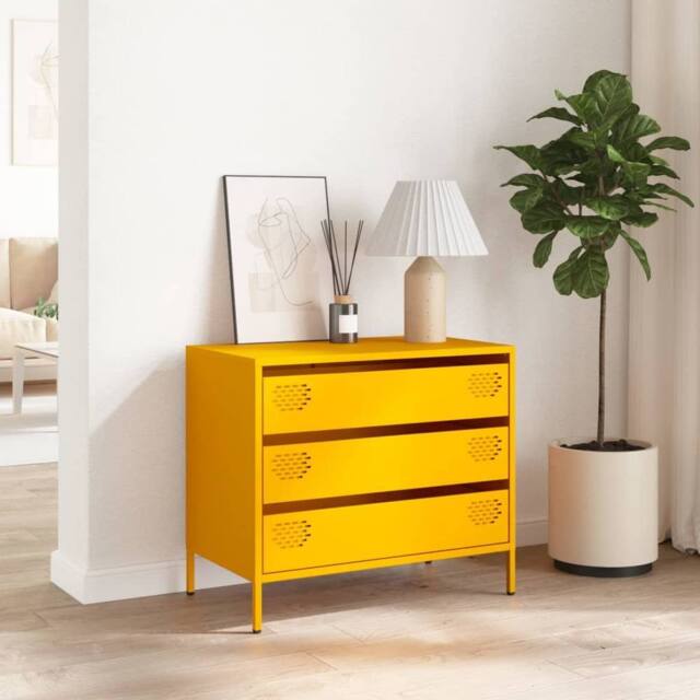 Berkfield Home Sideboard¬†Mustard Yellow 68x39x58.5 cm Cold-rolled Steel - image 1