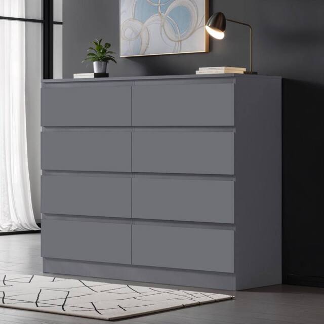 FWStyle 8 Drawer Chest Of Drawers Matt Finish Scratch Resistant in Dark Grey - image 1