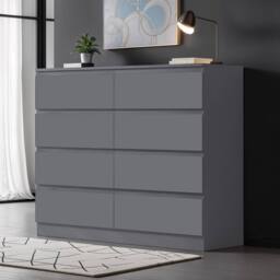 FWStyle 8 Drawer Chest Of Drawers Matt Finish Scratch Resistant in Dark Grey - thumbnail 1