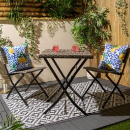 OHS 2 Pack Lemon Abstract Water Resistant Outdoor Filled Cushions Garden in Blue - Size: 45 cm x 45 cm - thumbnail 3