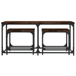 Berkfield Home Nesting Coffee Tables 3 pcs Smoked Oak Engineered Wood in Brown - thumbnail 4