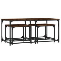 Berkfield Home Nesting Coffee Tables 3 pcs Smoked Oak Engineered Wood in Brown - thumbnail 6