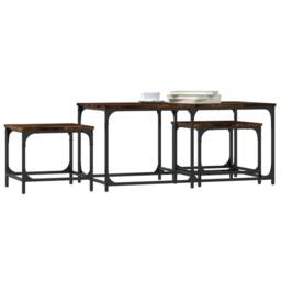 Berkfield Home Nesting Coffee Tables 3 pcs Smoked Oak Engineered Wood in Brown