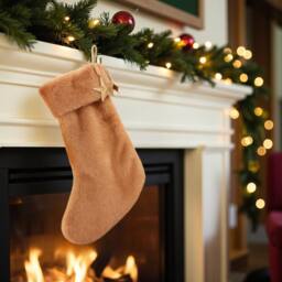 Garden Greatness Grand Hanging Taupe Faux Fur Stocking in Brown - Size: 1 Pack