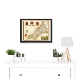 Artery8 Map Antique Moule 1850 Cornwall County England UK Artwork Framed Wall Art Print A4 in Black - thumbnail 2