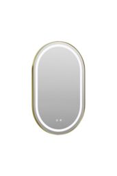 Living and Home Anti-fog Wall Mounted Oval LED Bathroom Mirror in Gold - thumbnail 3