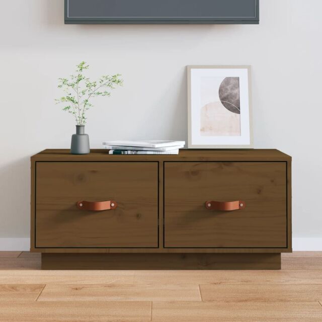 Berkfield Home TV Cabinet Honey Brown 80x34x35 cm Solid Wood Pine - Size: 80 x 34 x 35 cm - image 1