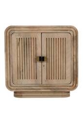 IH Design Baffins Carved Mango Wood Mini Sideboard with Storage Doors in Brown - thumbnail 2