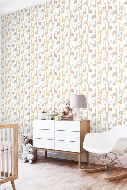 Hoopla Walls Giraffe Friends 10m Matt Wallpaper in Natural - image 1