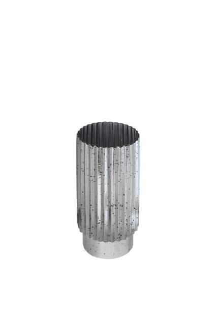 KDMD Silver Tonal Ribbed Cylinder Vase 30cm - image 1