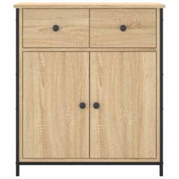 Berkfield Home Sideboard Sonoma Oak 70x30x80 cm Engineered Wood in Light Oak - Size: 70 x 30 x 80 cm - thumbnail 6