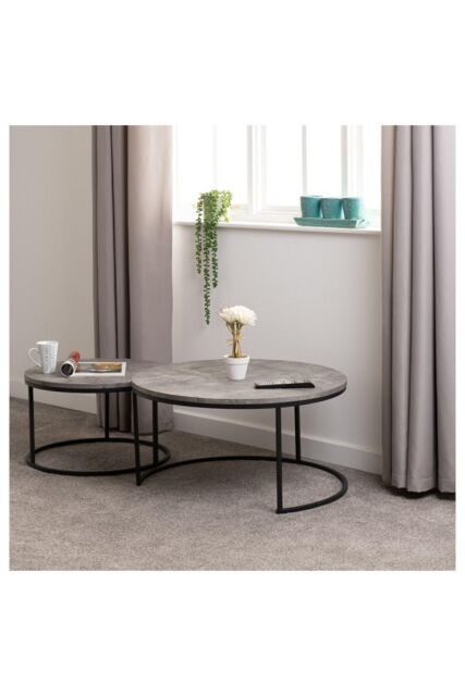 Seconique Athens Round Coffee Table Set in Charcoal - image 1