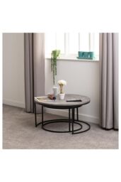 Seconique Athens Round Coffee Table Set in Charcoal - thumbnail 2