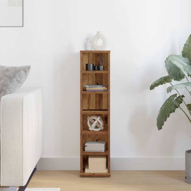 Berkfield Home Sturdy CD Cabinet Old Wood 21x20x88 cm Engineered Wood in Brown - Size: 21 x 20 x 88 cm - image 1