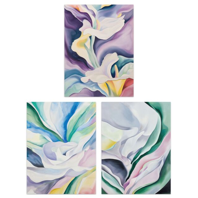 "Artery8 Set of 3 Abstract Flowers Pastel Colour Floral 12X16"" Wall Art Prints - Size: A4" - image 1