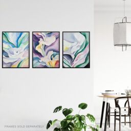 "Artery8 Set of 3 Abstract Flowers Pastel Colour Floral 12X16"" Wall Art Prints - Size: A4" - thumbnail 3