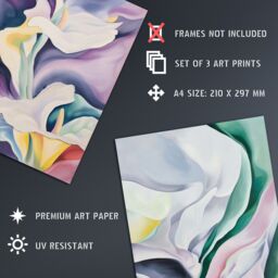 "Artery8 Set of 3 Abstract Flowers Pastel Colour Floral 12X16"" Wall Art Prints - Size: A4" - thumbnail 4
