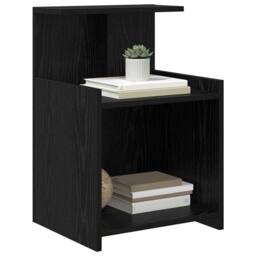Berkfield Home Modern Bedside Cabinets 2-Pack Black Oak 40 x 35 x 60 cm Engineer - thumbnail 1