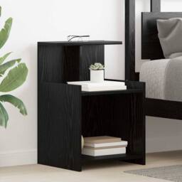 Berkfield Home Modern Bedside Cabinets 2-Pack Black Oak 40 x 35 x 60 cm Engineer - thumbnail 4