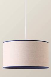 ValueLights Kiara Navy Blue Linen Woven Drum Easy Fit Ceiling Lamp Shade with Bulb - Size: Large - thumbnail 3