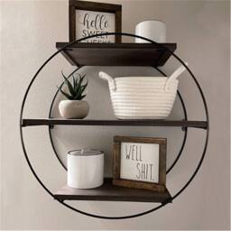 Nordara 3 Tier Shelf Wall Hanging Shelves Black Frame Metal Shelves Storage - thumbnail 6