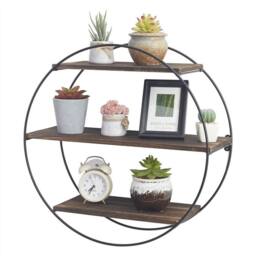 Nordara 3 Tier Shelf Wall Hanging Shelves Black Frame Metal Shelves Storage