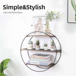 Nordara 3 Tier Shelf Wall Hanging Shelves Black Frame Metal Shelves Storage - thumbnail 5