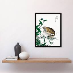 Artery8 Numata Kashu Framed Wall Art Print Greenshank & Bupleurum Japan - Size: A4 - thumbnail 2