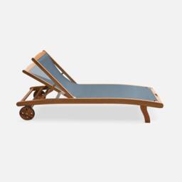 sweeek Pair Of Wooden & Textilene Sun Loungers in Grey - thumbnail 3