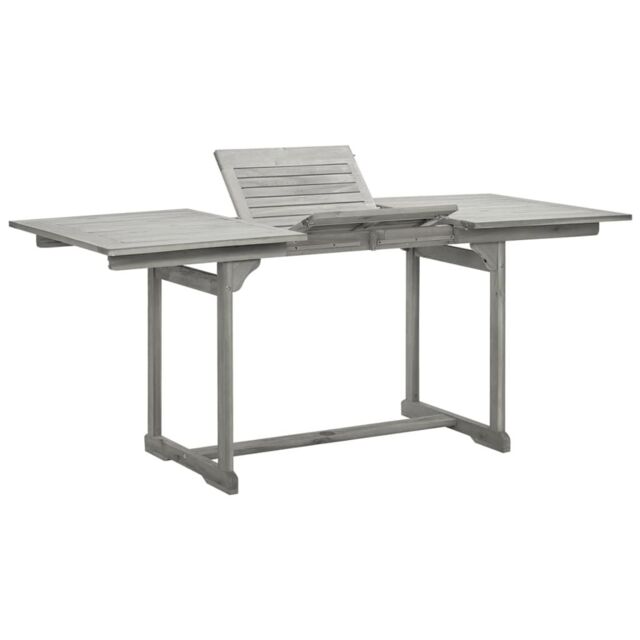 Berkfield Home Garden Dining Table (120-170)x80x75 cm Solid Acacia Wood in Grey - image 1