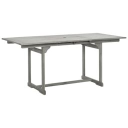 Berkfield Home Garden Dining Table (120-170)x80x75 cm Solid Acacia Wood in Grey - thumbnail 2