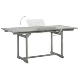Berkfield Home Garden Dining Table (120-170)x80x75 cm Solid Acacia Wood in Grey - thumbnail 4