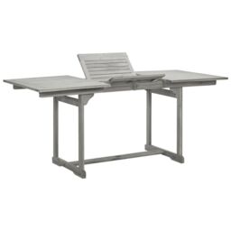 Berkfield Home Garden Dining Table (120-170)x80x75 cm Solid Acacia Wood in Grey