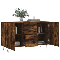 Berkfield Home Sideboard Smoked Oak 100x36x60 cm Engineered Wood in Brown - Size: 100 x 36 x 60 cm - thumbnail 4