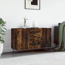 Berkfield Home Sideboard Smoked Oak 100x36x60 cm Engineered Wood in Brown - Size: 100 x 36 x 60 cm - thumbnail 2
