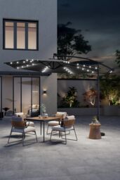 Garden Sanctuary Garden Solar LED Lighted Patio Parasol in Dark Grey - thumbnail 2